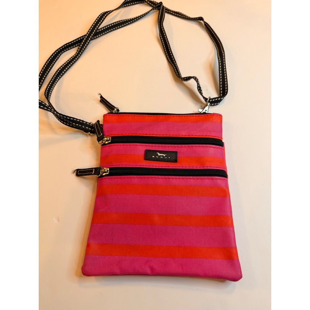 Scout Crossbody Bag Pink Orange Striped Travel Pouch Small Messenger Bag